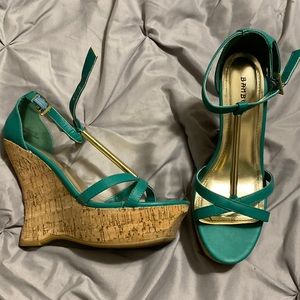 Turquoise/ cork wedge sandal!